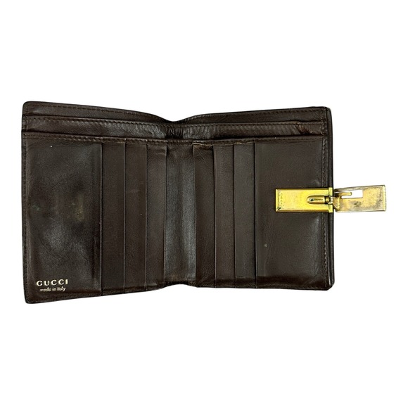 Gucci Leather Wallet Brown Snap Closure Bifold Coin Purse Vintage, flawed, used - Picture 10 of 16